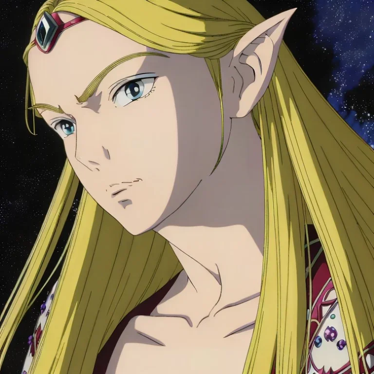 Beautiful and androgynous male elf with long blonde hair dressed in gold, Anime Key Visual, by Kentaro Miura, Deep Color, Intricate, 8k resolution concept art, Natural Lighting, Beautiful Composition head and shoulders portrait, 8k resolution concept art portrait by Kentaro Miura, Artgerm, WLOP, Alphonse Mucha dynamic lighting hyperdetailed intricately detailed Splash art"