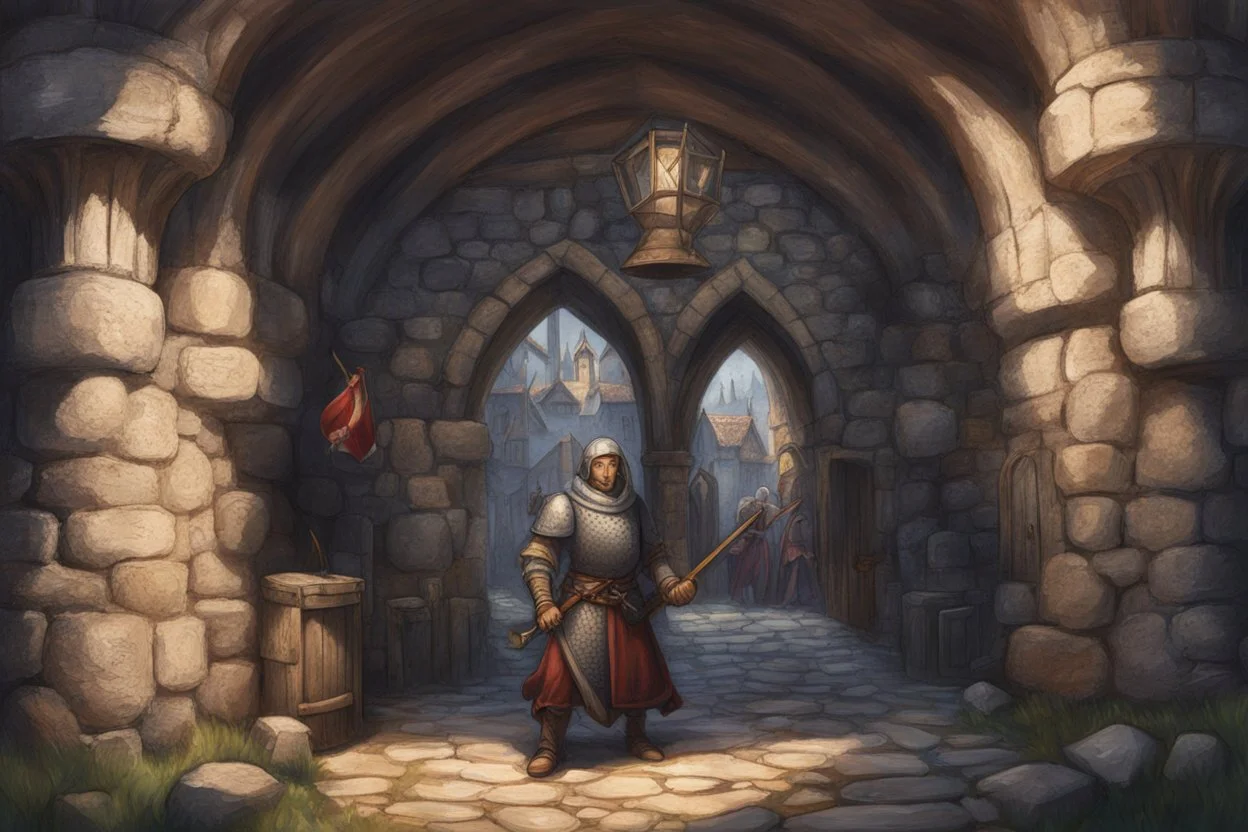 medieval open door