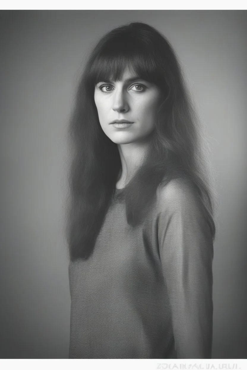 a photographic, photorealistic, true-to-life facial portrait of Lenna Dubois with extra dark hair, head to waist image, professional quality, studio photograph shot on 35mm film