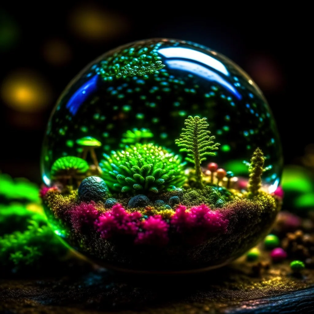 terrario with universe in, high lighting, intricate, 8k, macro photography