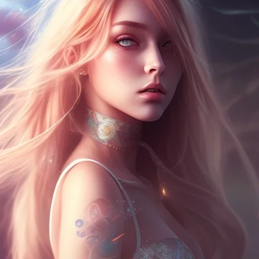 Insanely beautiful girl, beautiful face, sunny, relaxing, sea, trees, glossy, real details, hyper ultra photo realistic, anime style, fantasy art, glowing landscape, 8k