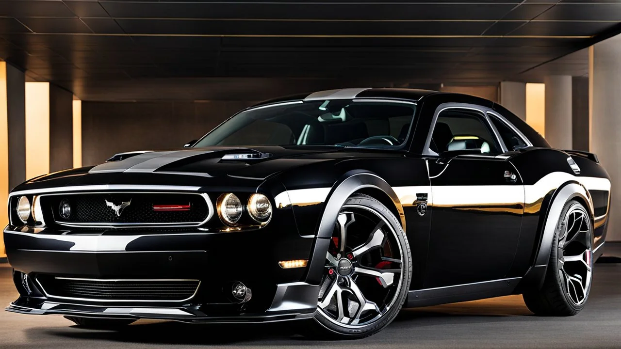 A (((Mustang Dodge Challenger))) featuring a luxurious interior, advanced technologies, and a sleek body kit designed by MANSORY, exuding an air of sophistication and power