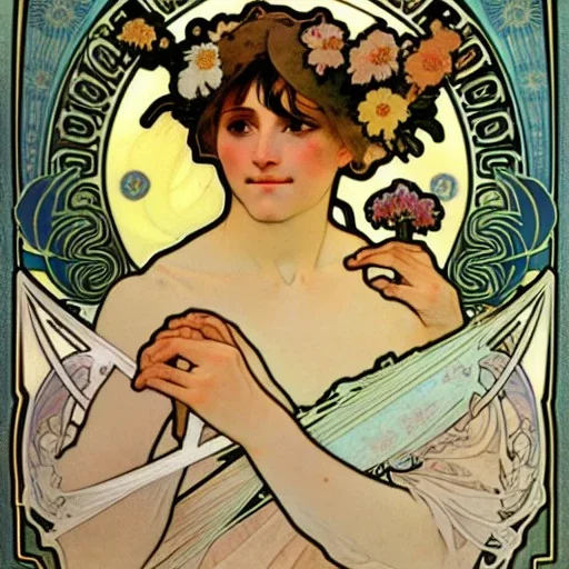 goats and flowers as ceasar ALPHONSE MUCHA