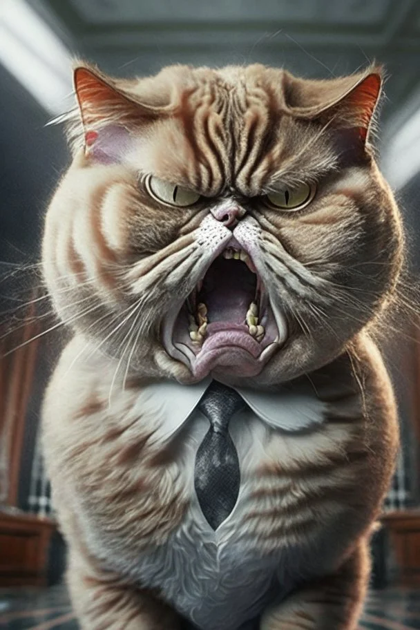 A picture of a angry cat in the form of a senator, a professional, high JPEG image