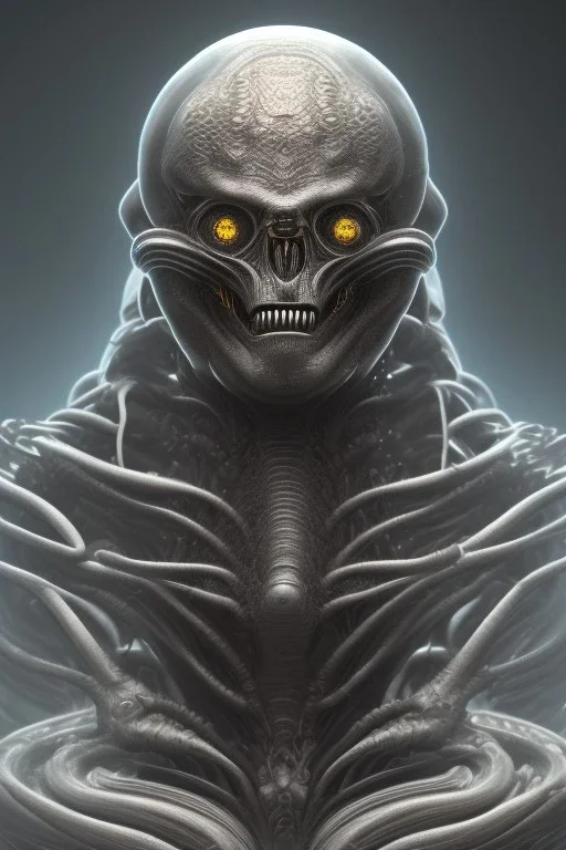 evil berserker, alien, tron, head, bitcoin eyes, 8k, finely detailed, dark light, photo realistic, hr giger