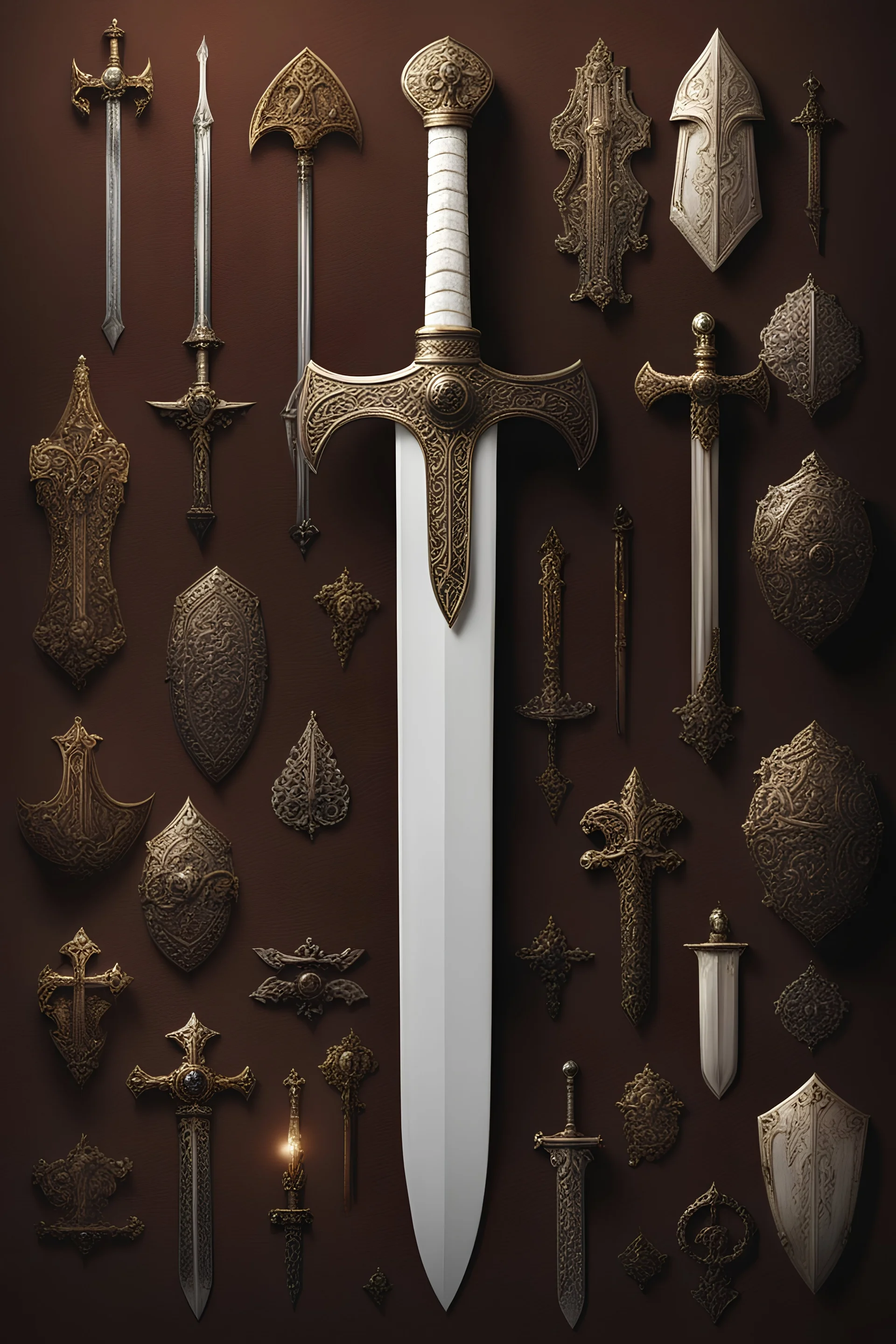 Bone sword, White sword, gems, vampire sword, beautiful inscriptions, runes, big sword, western sword, broadsword