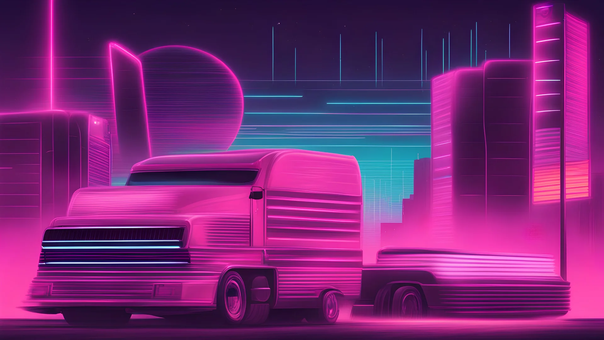 synthwave retro trucking