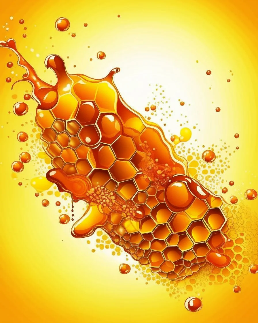 honeycombs and honey splashes design template