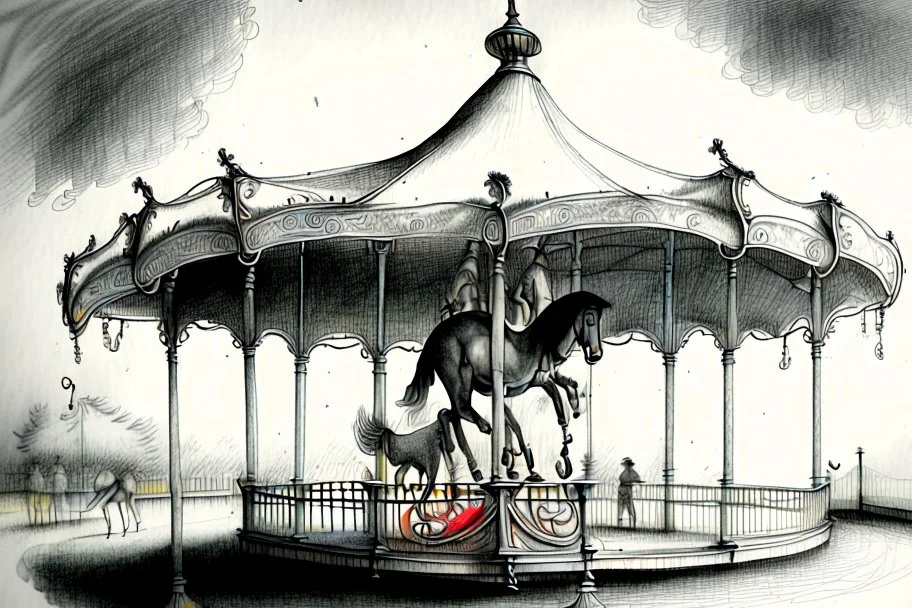 Carousel, drawing,