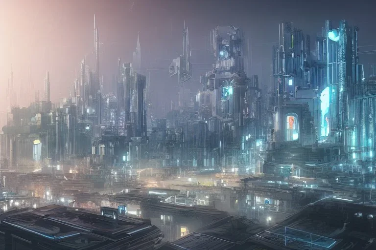 digital art of industrialized futuristic city