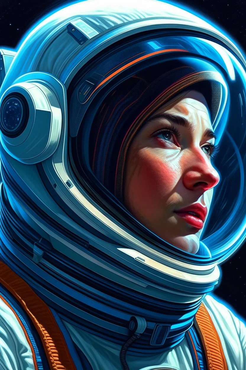 a close up of a smarthone in a space suit, portrait of an astronaut, portrait of an ai astronaut, jen bartel, portrait of smarthone, detailed smarthone, inspired by Tim Hildebrandt, futuristic astronaut, glowing spacesuit, sci-fi digital art illustration, stefan koidl inspired, in spacesuit, looking out into space, astronaut,