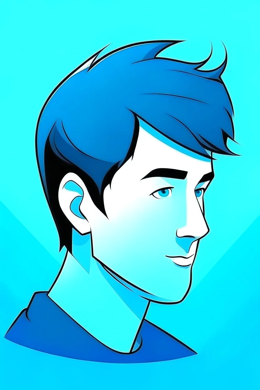 cartoon profile picture with a blue background