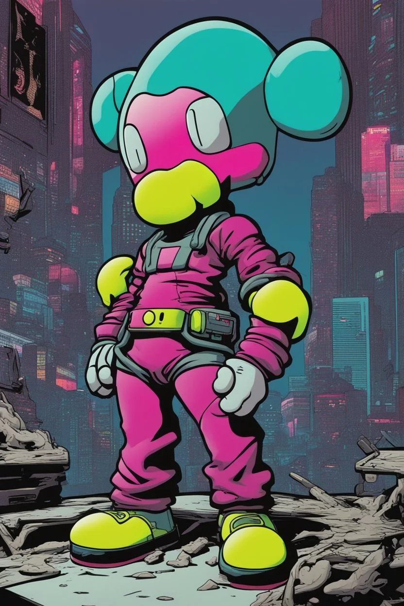 cyberpunk chismass comic book hero character by kaws