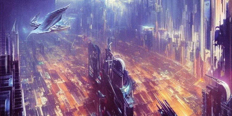 Art by John Berkey and John Harris, lush, Cenral Park in the middle of high rise buildings, futuristic city, trending on Artstation, bird's eye view, extremely hyperdetailed, epic composition, cinematic lightning + masterpiece, sharp focus, epic composition