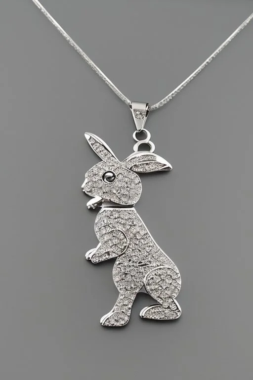 White gold crystal-shaped rabbit necklace