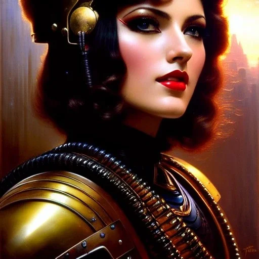 portrait beautiful face Retro Futuristic Pin-Up, busty,ancient metal armor balanciaga fashion clothe painting by gaston bussiere, greg rutkowski, yoji shinkawa, yoshitaka amano, tsutomu nihei, donato giancola, tim hildebrandt, oil on canvas, cinematic composition, extreme detail,fit full head inside picture,16k