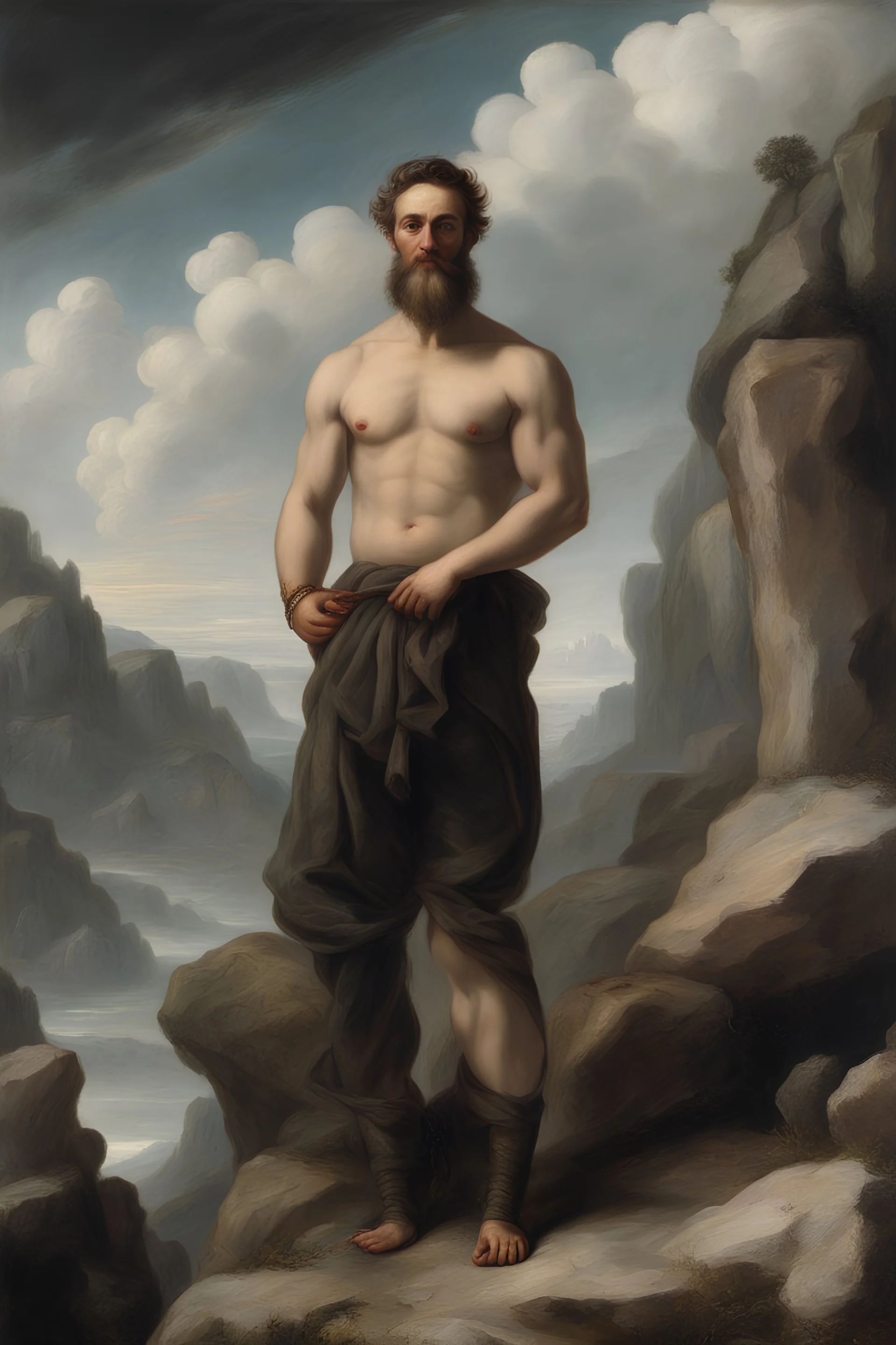 Jacopo Bassano 4K realistic high-detail photography of full bodies view group of handsome young muscular bearded British, HD faces, organza fluo transparent tight-fitting body Oil painting Clouds, cliffs, rocks, philosophic and trascendent, cosmic infinite influence, mountains, charles leickert, henry luyten, and walter leistikow impressionism paintings, style raw, dream dimension