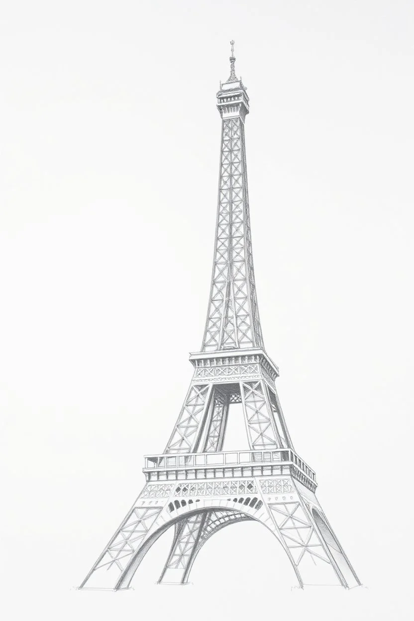 A rough pencil sketch of the Eiffel Tower