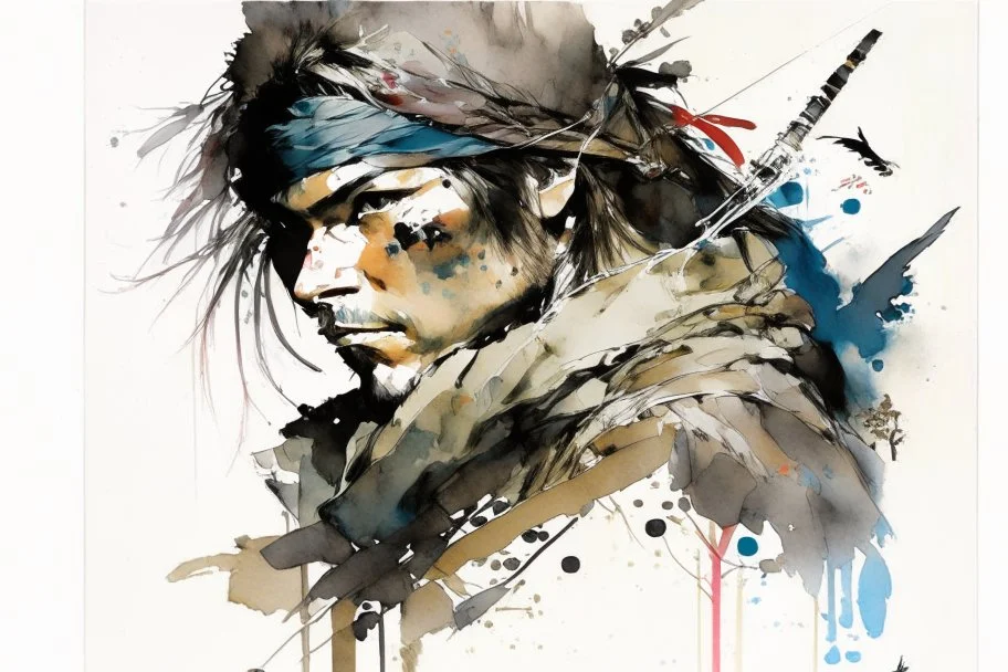 Portrait of a Sparrow watercolour Yoji Shinkawa in style high_quality_art. Ru dalle