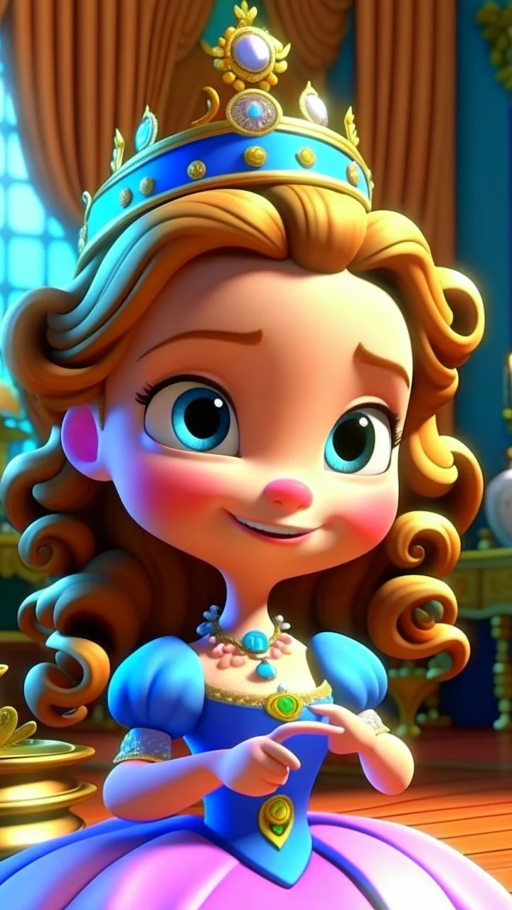 "Come one, come all," Princess Penelope cried, To the royal abode, where joy would reside. In her hand, a secret, a gift pure and sweet, Tea cups of wonder, a surprise hard to beat.cartoon,3D