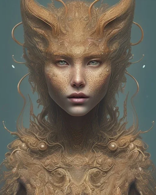 Insanely detailed photograph of An elaborate beautiful leopard goddess intricate glowing skin eyes leopard spotted fur dress intricate face hair lashes hyperdetailed painting by Ismail Inceoglu Huang Guangjian and Dan Witz CGSociety ZBrush Central fantasy art album cover art 4K 64 megapixels 8K resolution HDR Greek shiny space colours jewelry celestial hair eyes light