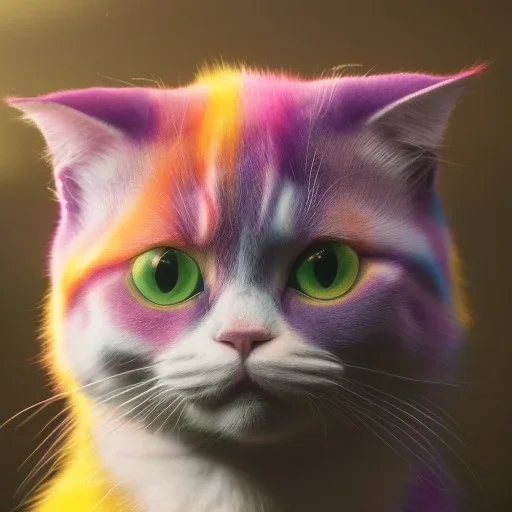 rainbow cat, cinematic lighting, vibrant, fantasy, digital illustration