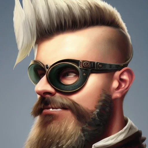 a _ fantasy _ style _ portrait _ painting _ of white male spiky hair short head smile beard round face steampunk goggles rpg dnd oil _ painting _ unreal _ 5 _ daz. _ rpg _ portrait _ extremely _ detailed _ artgerm _ greg _ rutkowski _ greg