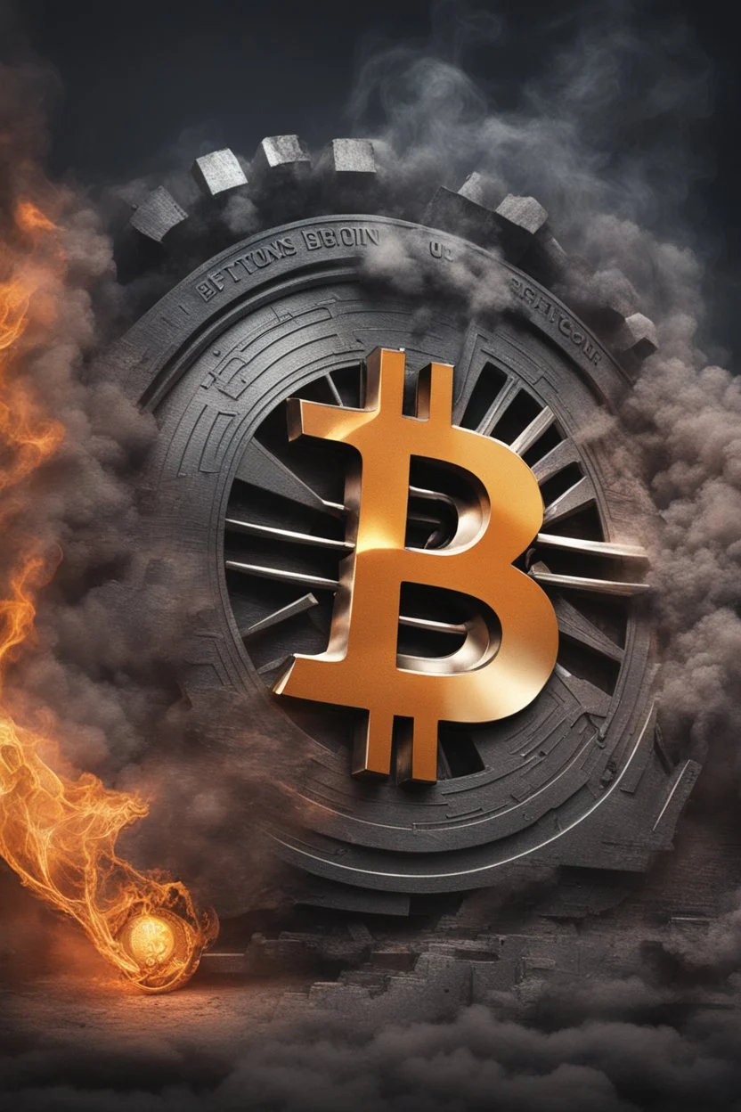 A sizzling Bitcoin logo is steaming from a man's arm. A burning iron had just burned the image on the arm