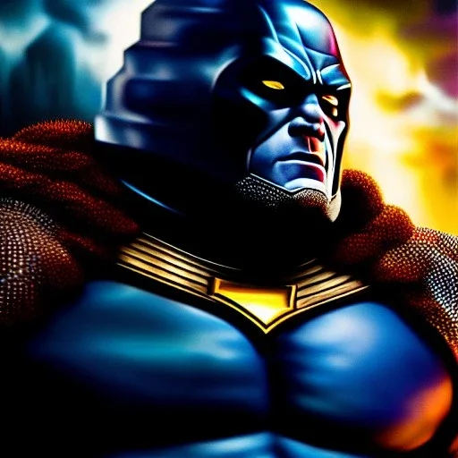 Ultra detailed fullbody Portrait in oil on canvas of Darkseid (DC) with Armor,intense stare,extremely detailed digital painting, extremely detailed face,crystal clear Big eyes, mystical colors ,perfectly centered image, perfect composition, rim light, beautiful lighting,masterpiece,8k, stunning scene, raytracing, anatomically correct, in the style of robert e howard and Ken Kelley and Ohrai Noriyoshi and Simon Bisley and tomzj1