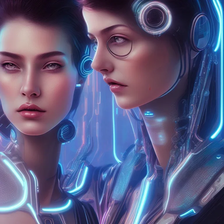 cyberpunk, head, women, portrai, tron