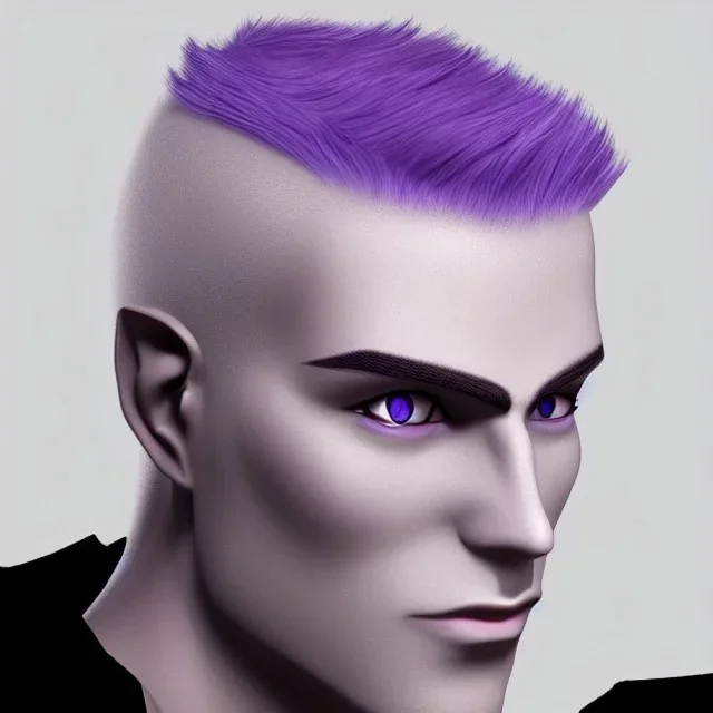 Dark Elf Male White Hair Lavender Eyes