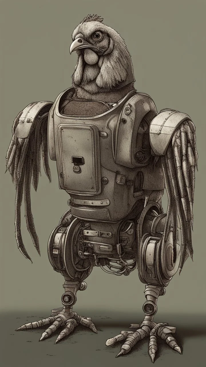 a chicken robot as a poster from a halloween horror movie, high detail