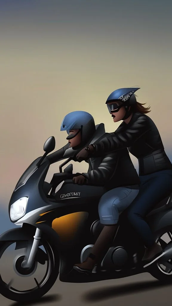A couple in motorcycle