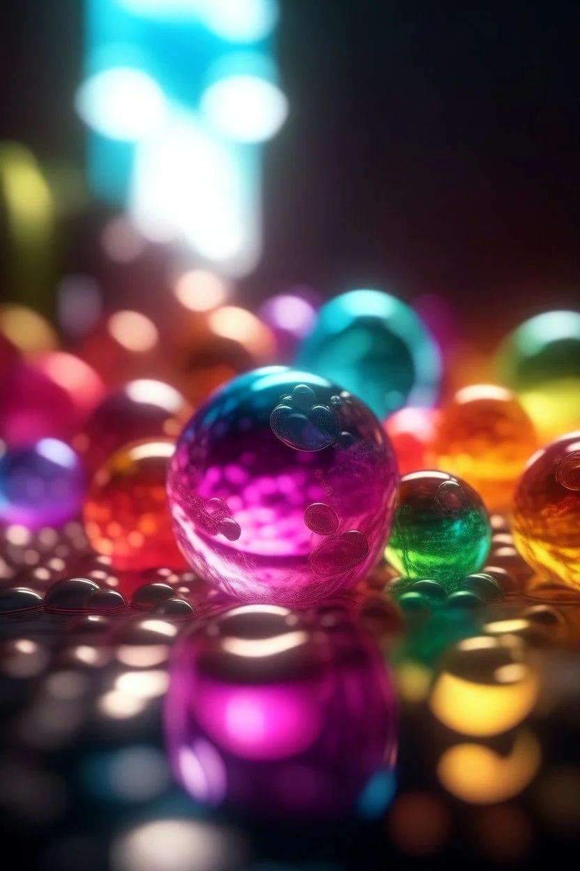 a pile of transparent jelly bubbles of weird colors, disco egg made of small mirror, light rayz, feast table ,shot on Hasselblad h6d-400c, zeiss prime lens, bokeh like f/0.8, tilt-shift lens 8k, high detail, smooth render, down-light, unreal engine, prize winning