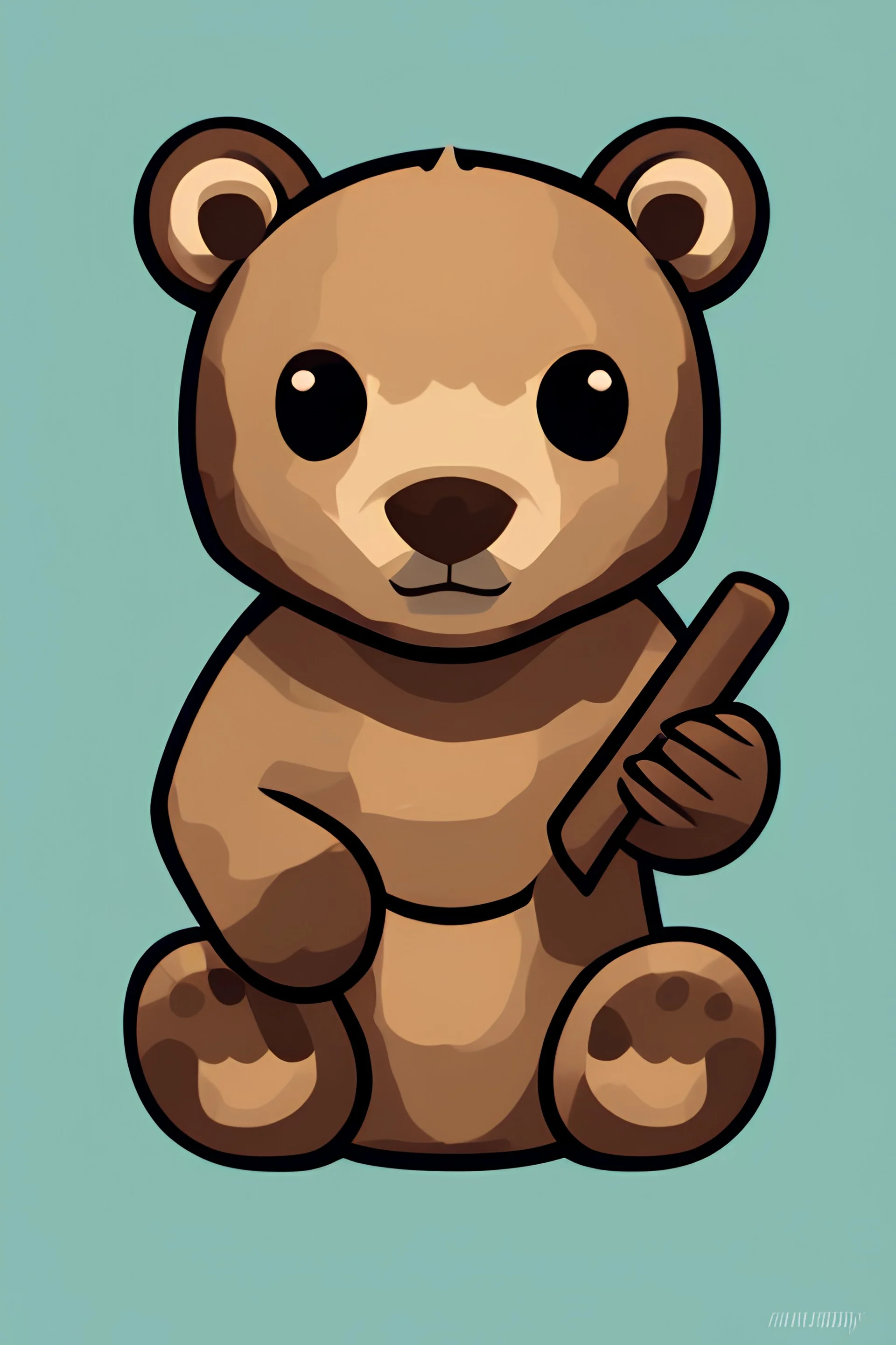 A minimalistic logo of a baby bear with a cake
