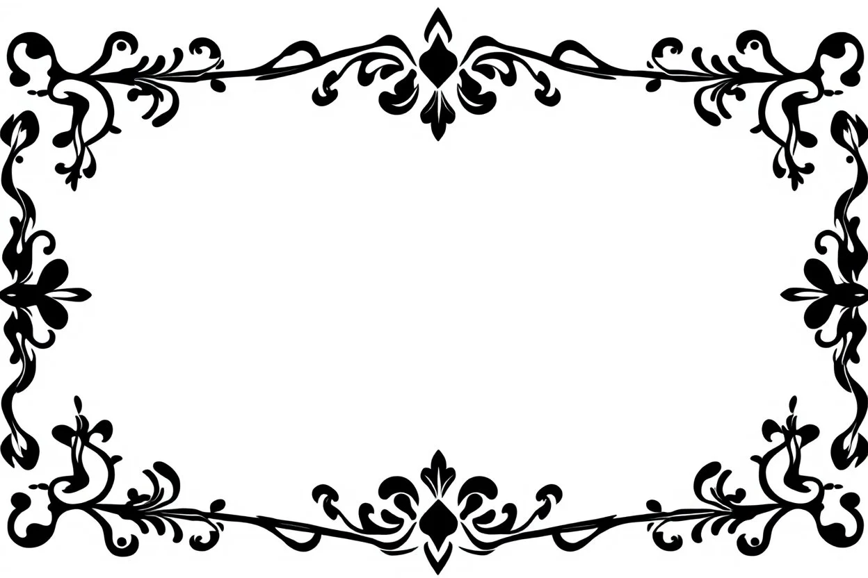 black bold filigree corner elements, organic western, black on white vector