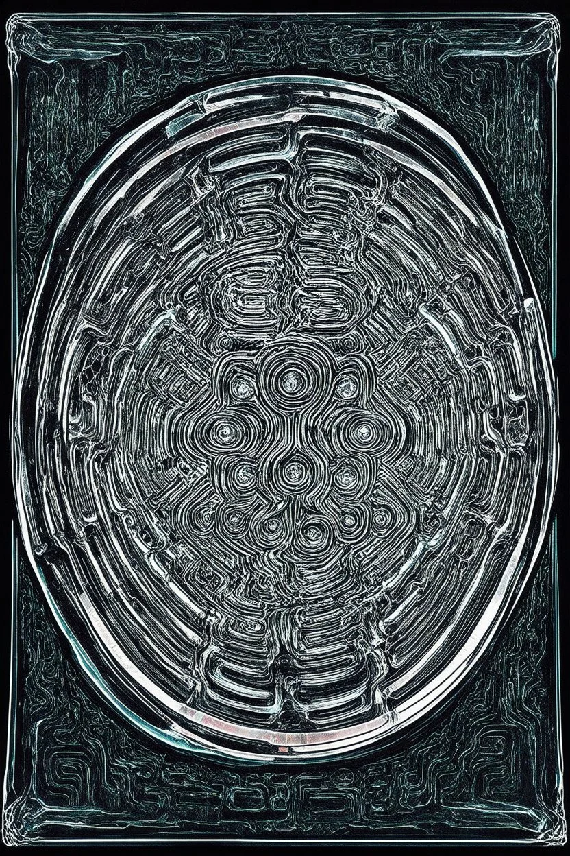 cymatics in action; in the style of Giger and Hundertwasser