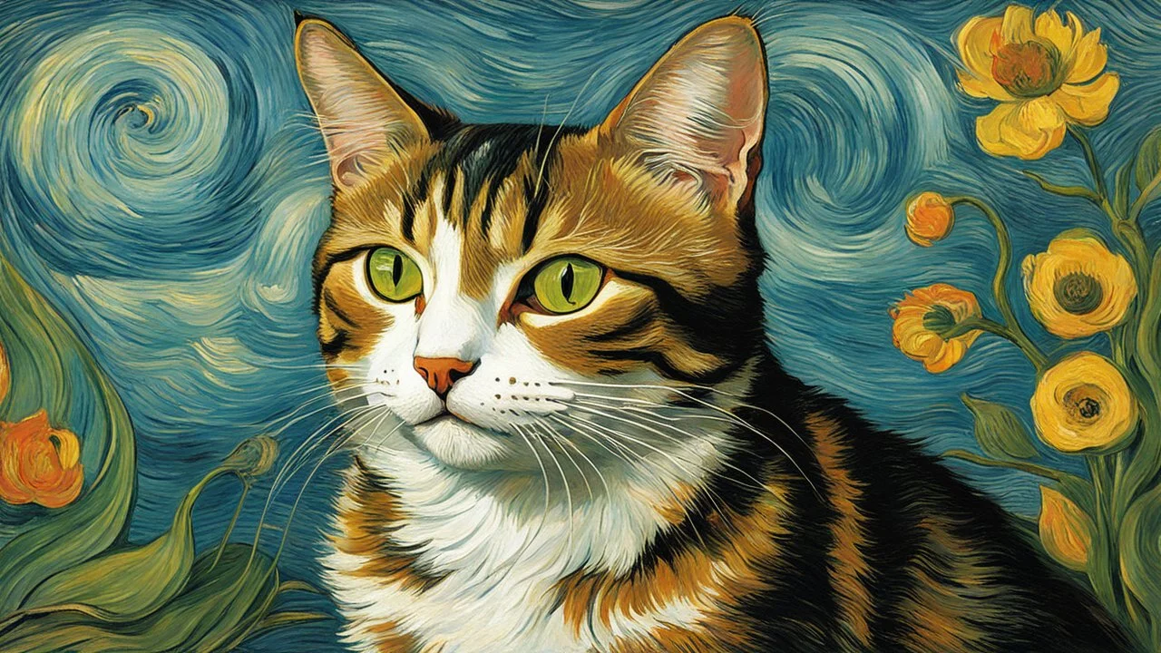 Portrait of a cat by Van Gogh