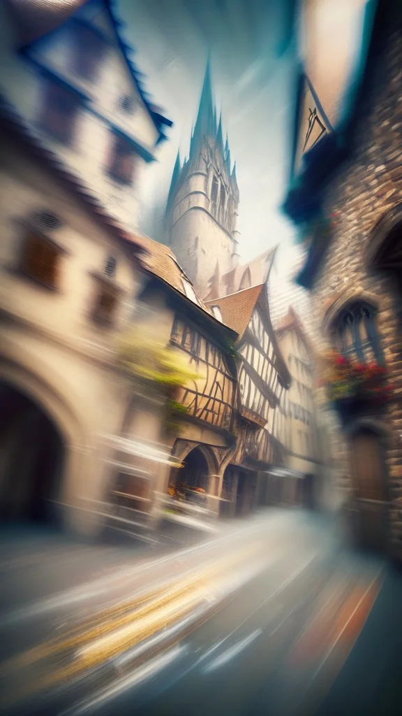 medieval city, speed blur effect