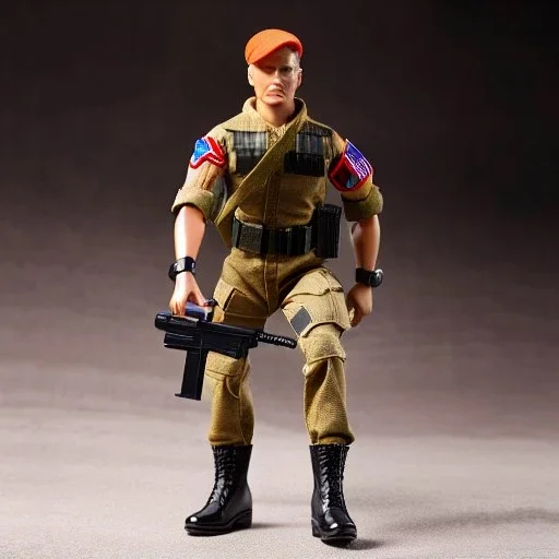 G.i. Joe toy camouflage khaki doll Donald Trump orange face pout with boots full body in package high resolution 2019, in a box with gun