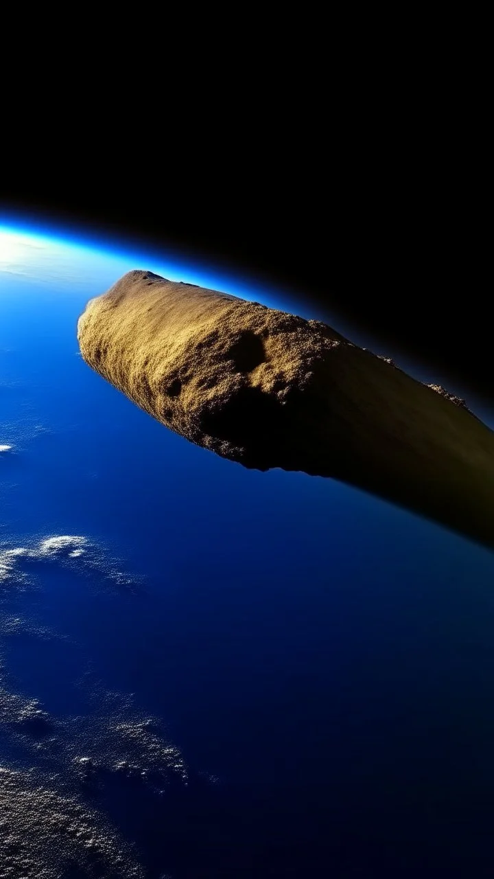 A huge cigar shape comet crash on earth , in the ocean