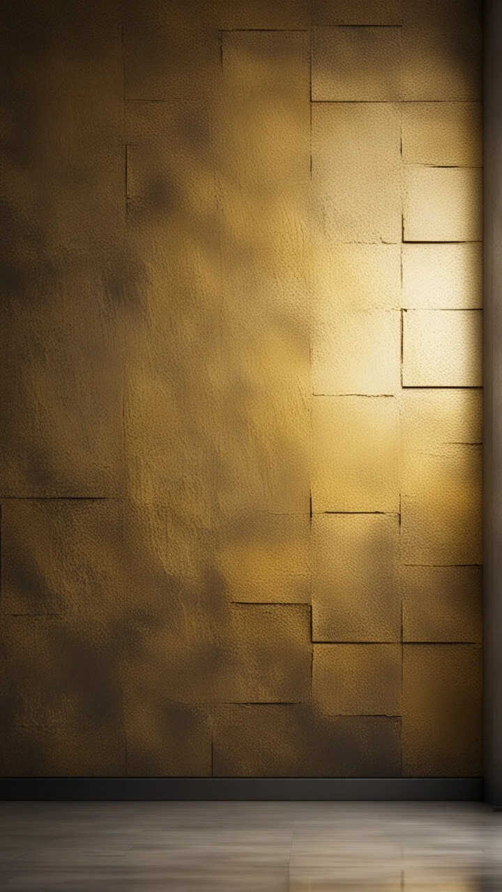 Hyper Realistic grungy-glowing-golden-blocked-wall textured room