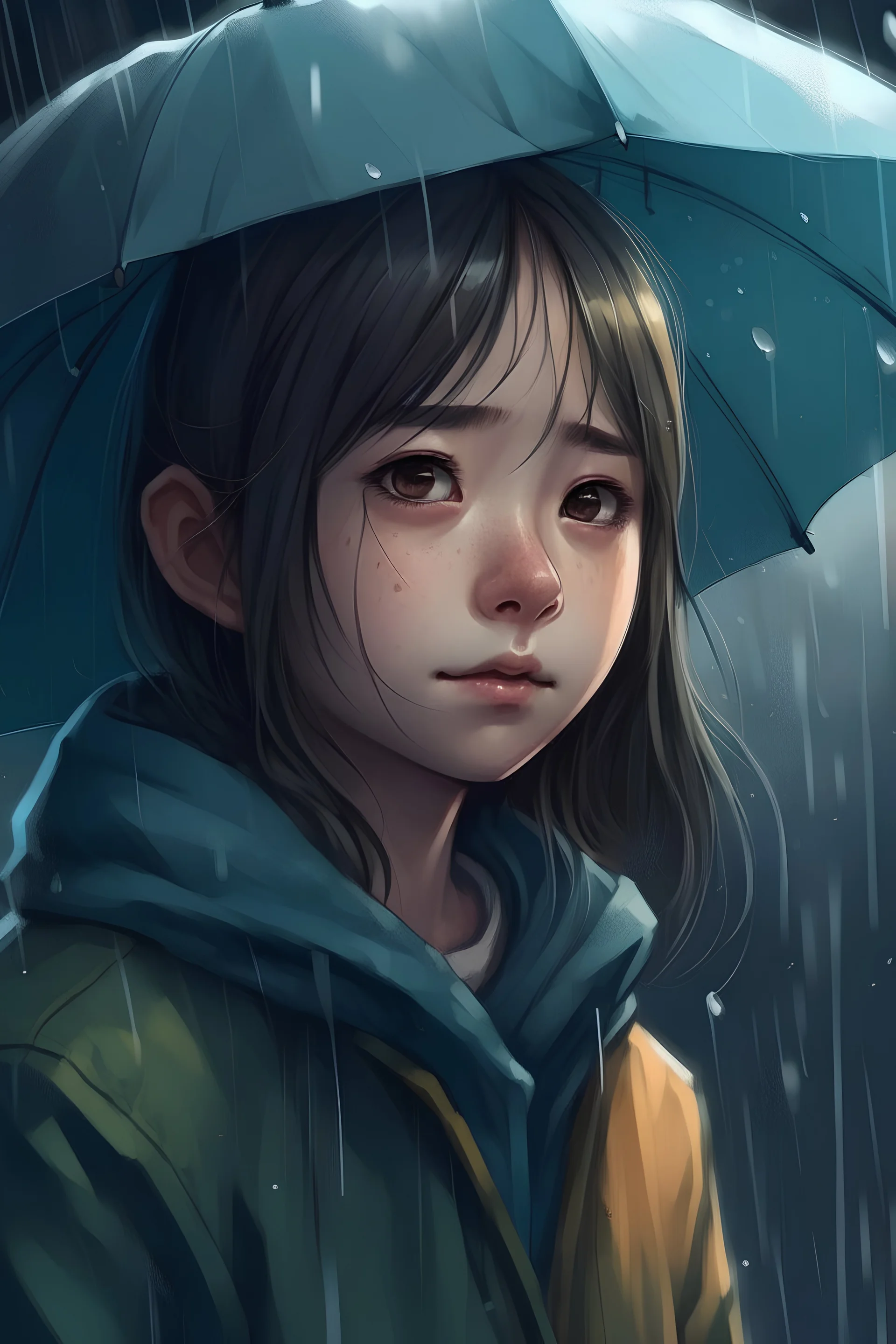 A girl in rainy days