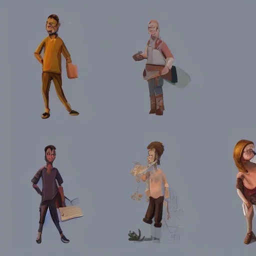 2d 4k realistic animation character concepts standing