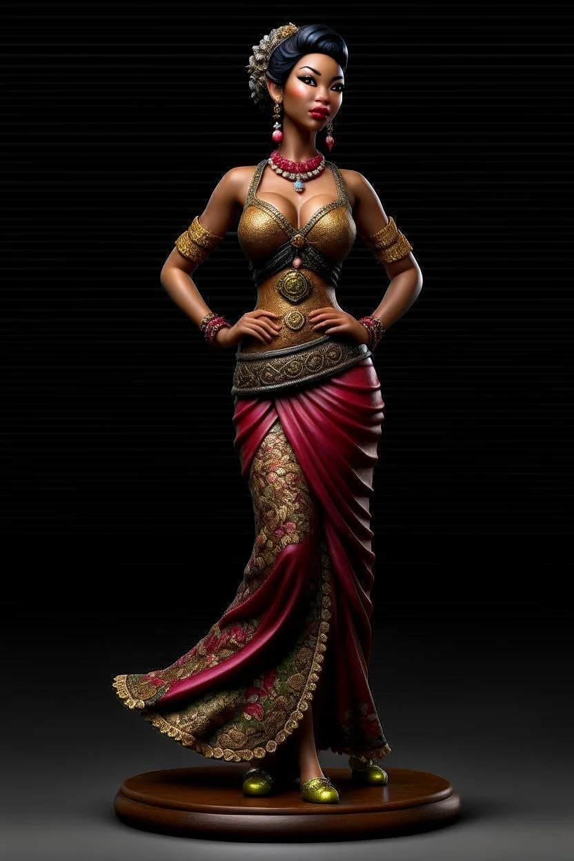 tabletop role-playing miniature of a beautiful women Indonesia. full body. concept art hyperrealism