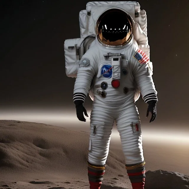 an astronaut in moon, full body, highly detailed, kente, black puffer jacket, 3d render