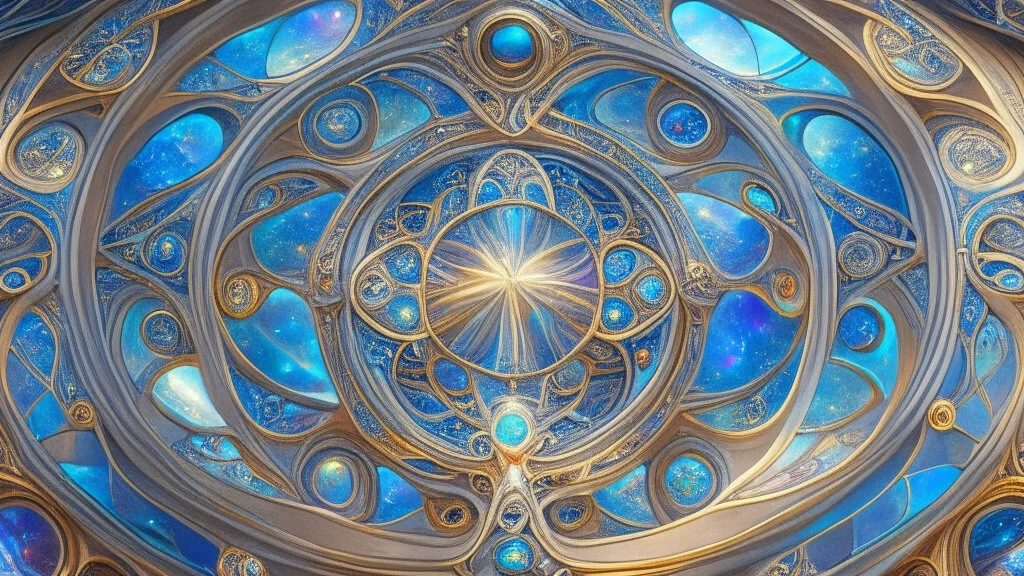 art by Alfons Mucha and Patrick Woodroffe, stained glass motif, bilateral symmetry, Ouroboros, infinity symbol, mystical, mechanistic, metaphysical, serpentine, cosmic, nebula, HD 4K, sharp detail, photo-realistic, octane rendering, award winning photography, cinematic lighting