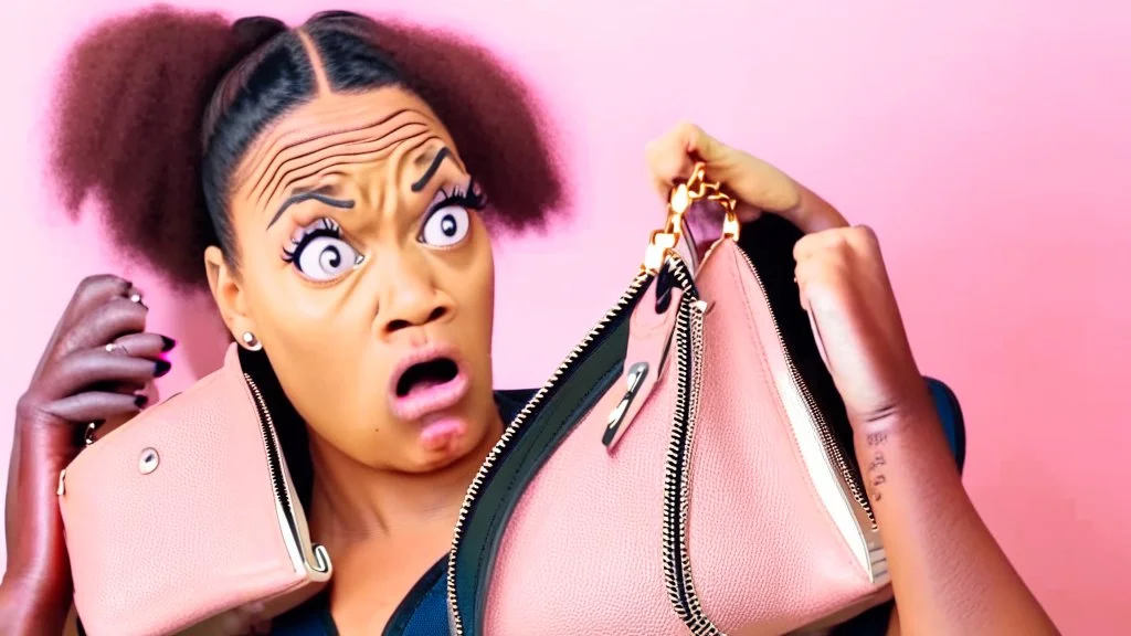 confused woman baffled by fenty purse