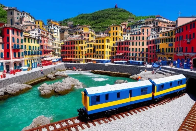 Lego Train in lego riomaggiore italy sea town lego