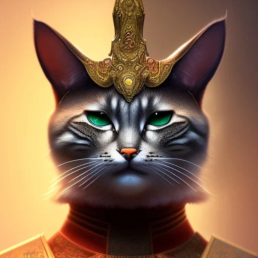 Character design, anthropomorphic cat dressed as a Shaolin, dark, evil, furious, epic, intricate details, finely detailed armor, silver, golden